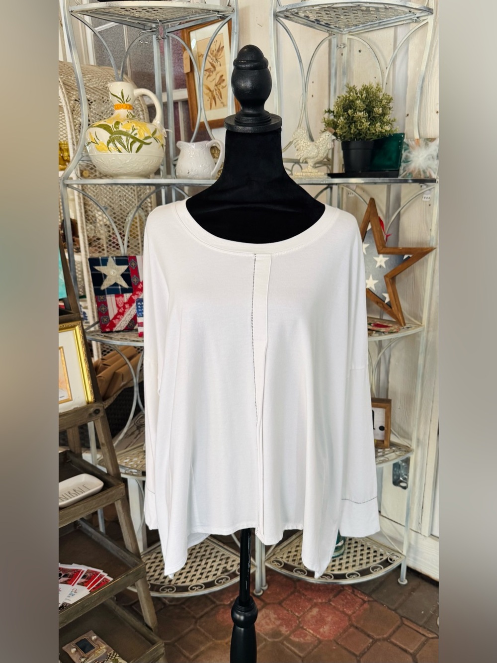 White Women's Long-Sleeve Scoop Neck Top - Habitat Clothes